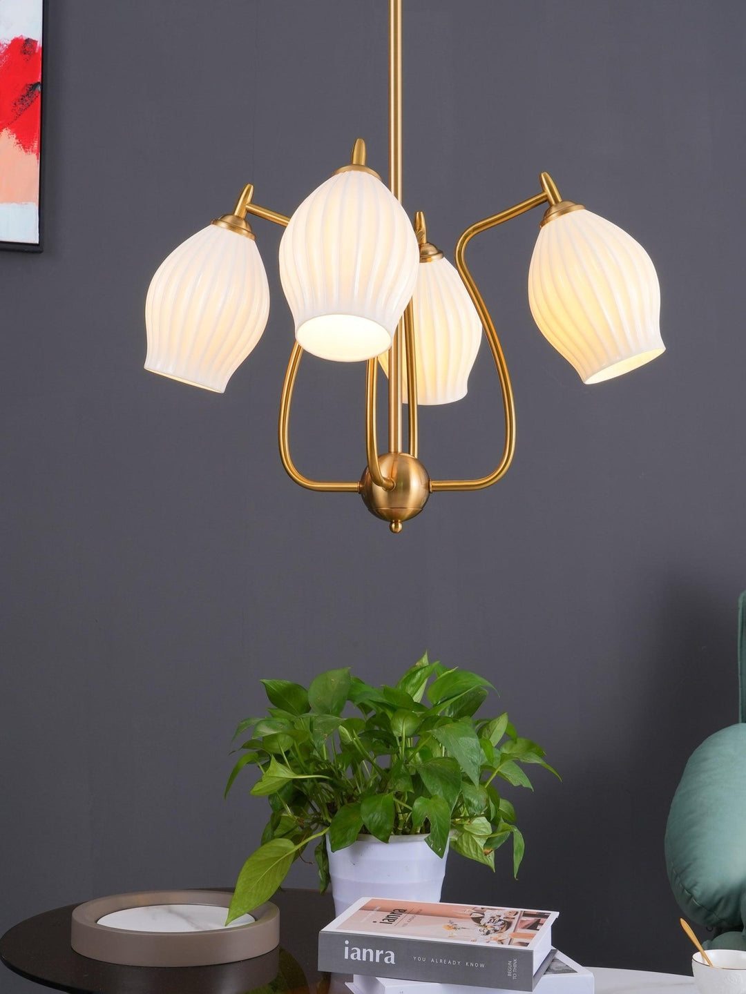 Ceramic Ribbed Chandelier - Vakkerlight