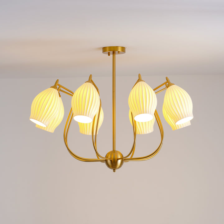 Ceramic Ribbed Chandelier - Vakkerlight