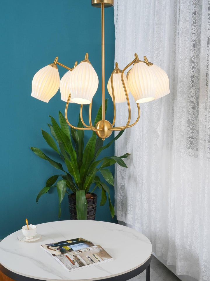 Ceramic Ribbed Chandelier - Vakkerlight