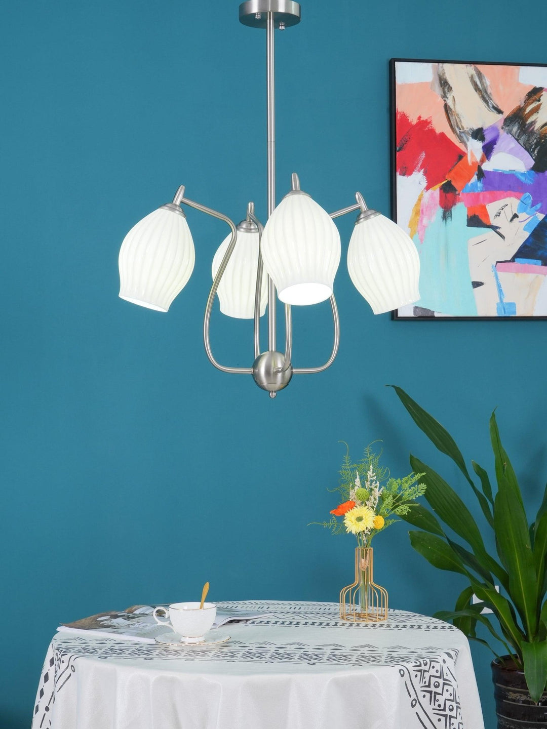 Ceramic Ribbed Chandelier - Vakkerlight