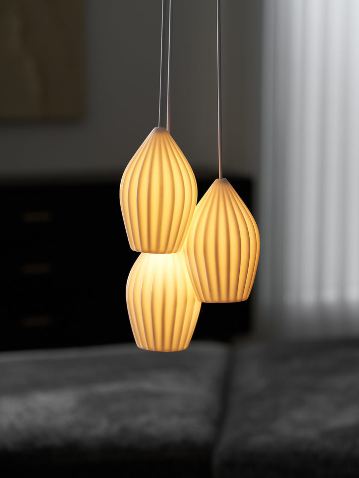 Ceramic Ribbed Pendant Light - Vakkerlight