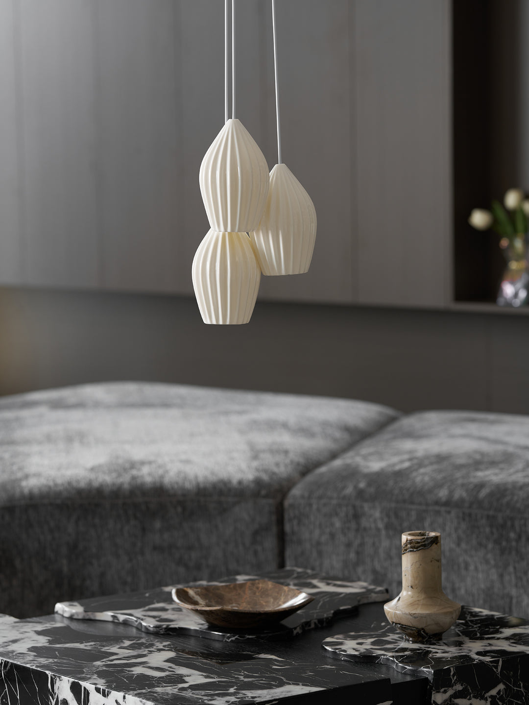 Ceramic Ribbed Pendant Light - Vakkerlight