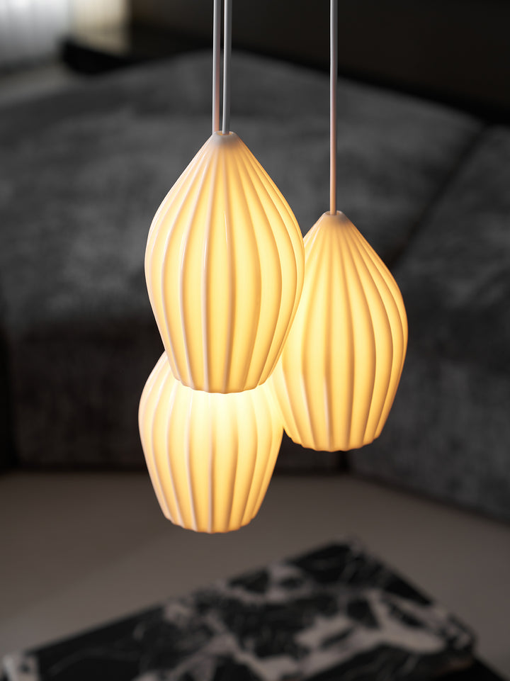 Ceramic Ribbed Pendant Light - Vakkerlight