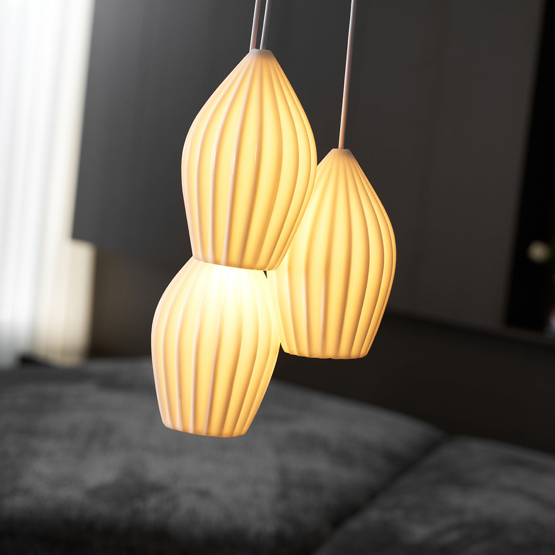 Ceramic Ribbed Pendant Light - Vakkerlight