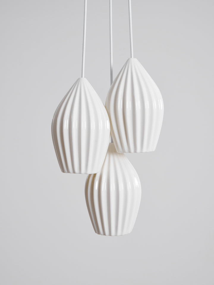 Ceramic Ribbed Pendant Light - Vakkerlight