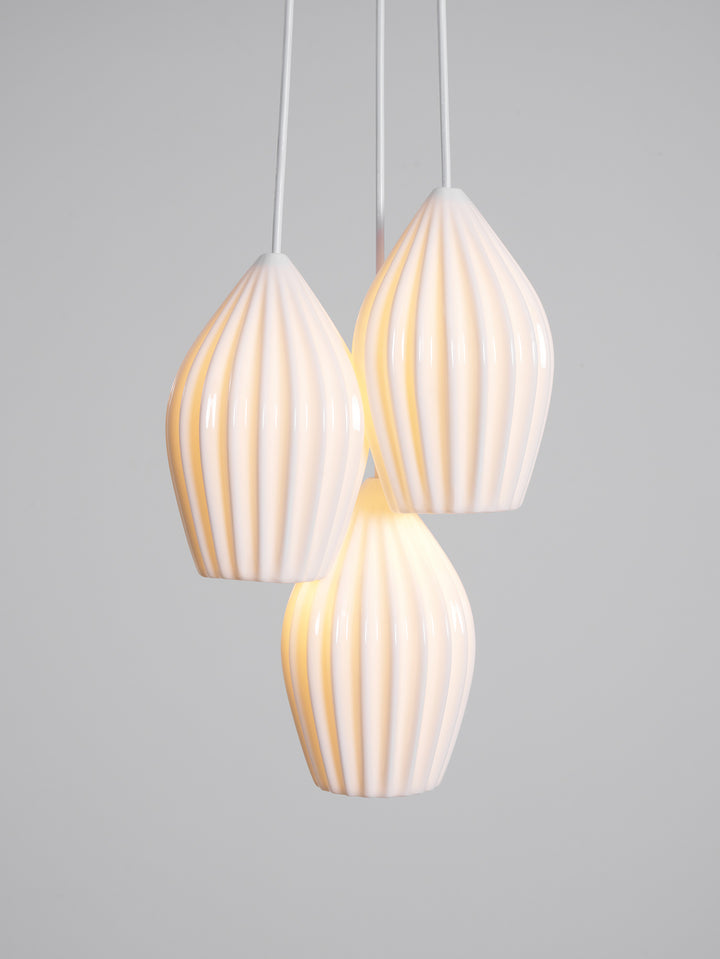 Ceramic Ribbed Pendant Light - Vakkerlight