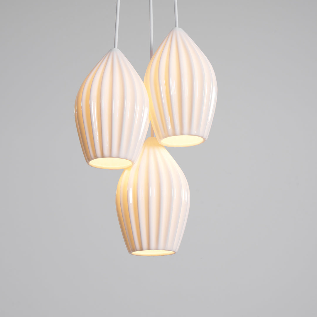 Ceramic Ribbed Pendant Light - Vakkerlight