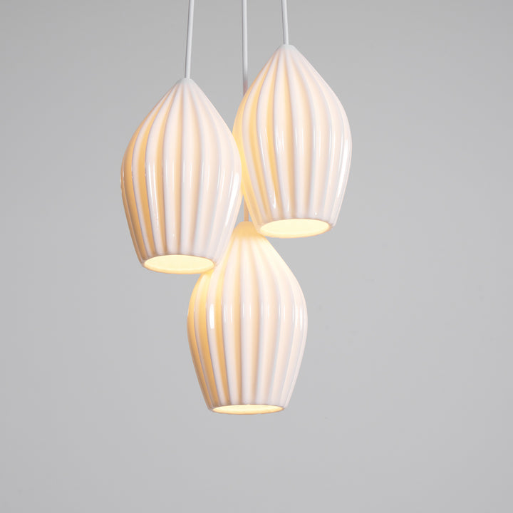 Ceramic Ribbed Pendant Light - Vakkerlight