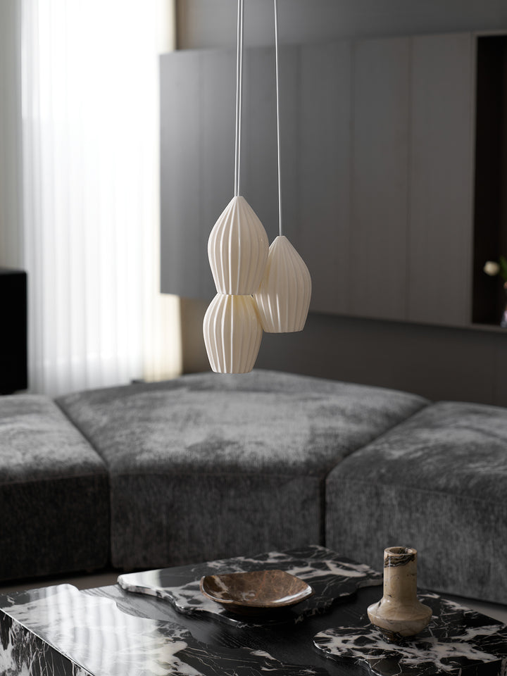 Ceramic Ribbed Pendant Light - Vakkerlight