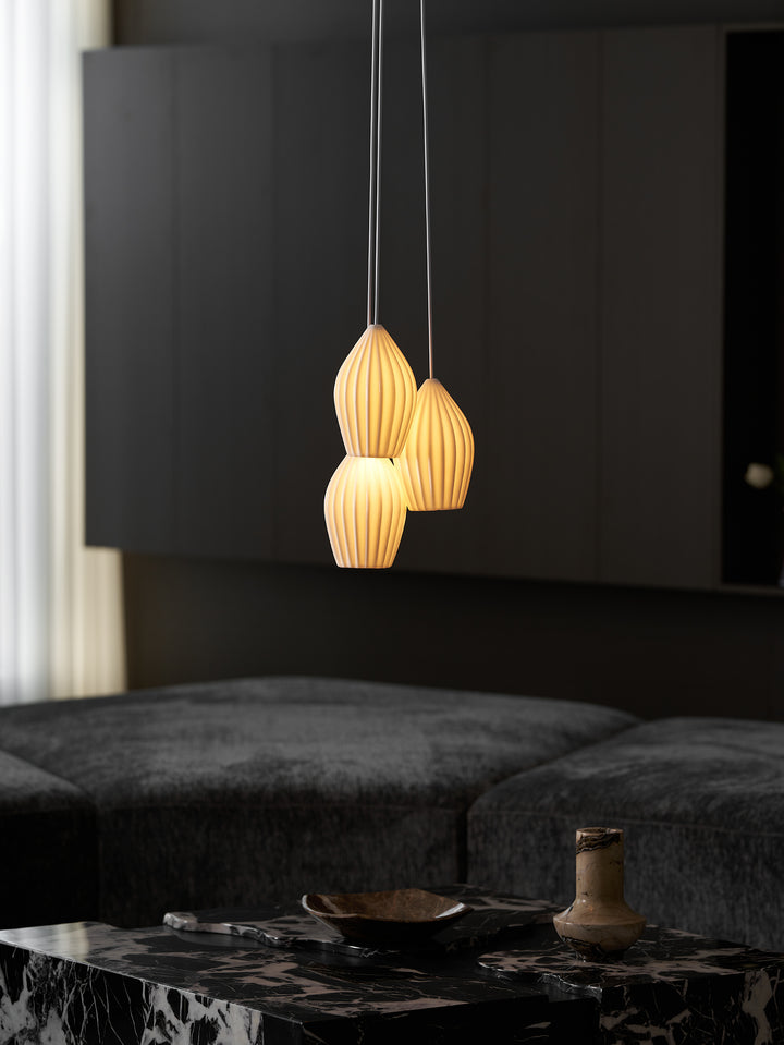 Ceramic Ribbed Pendant Light - Vakkerlight