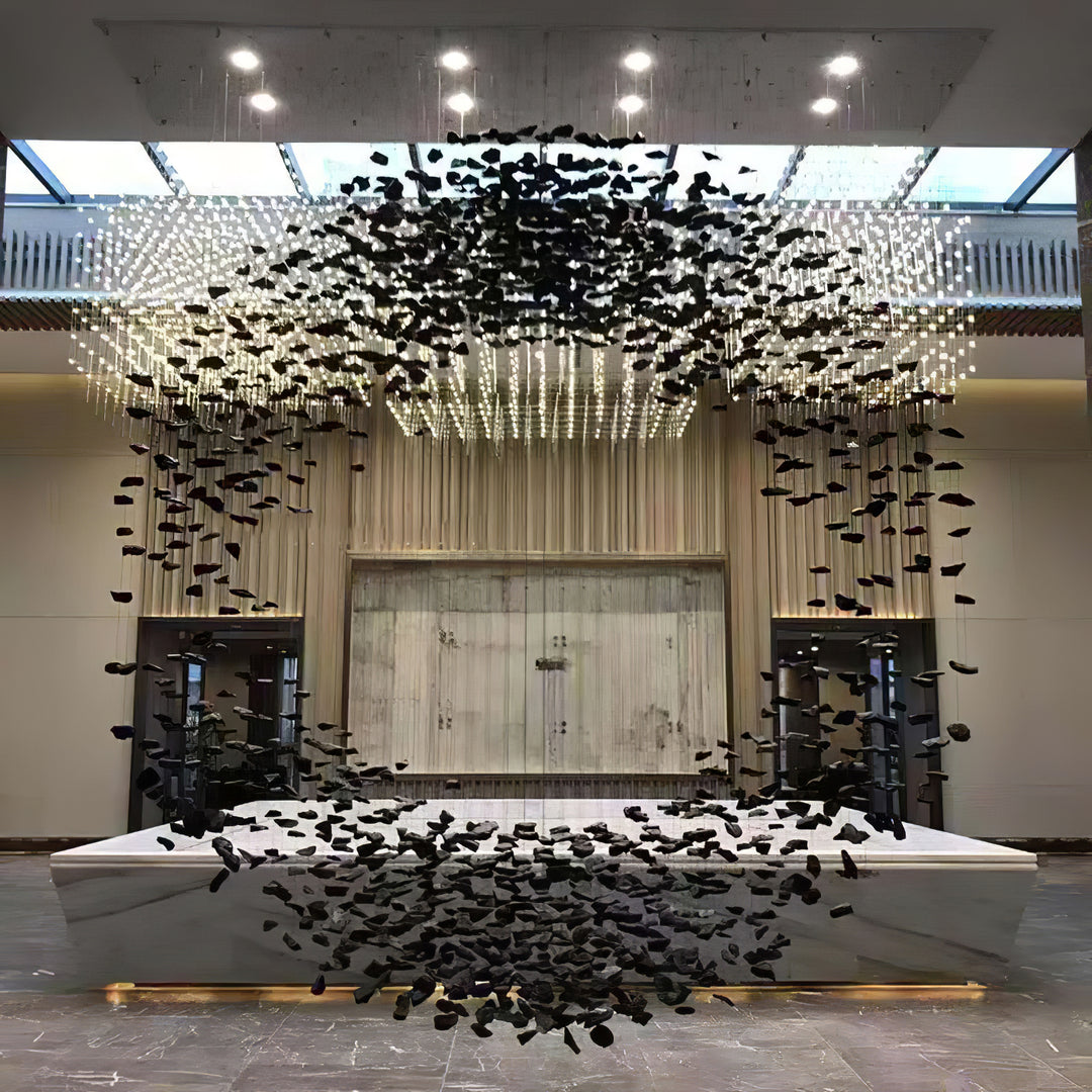 Charcoal Cascade Pixel Chandelier