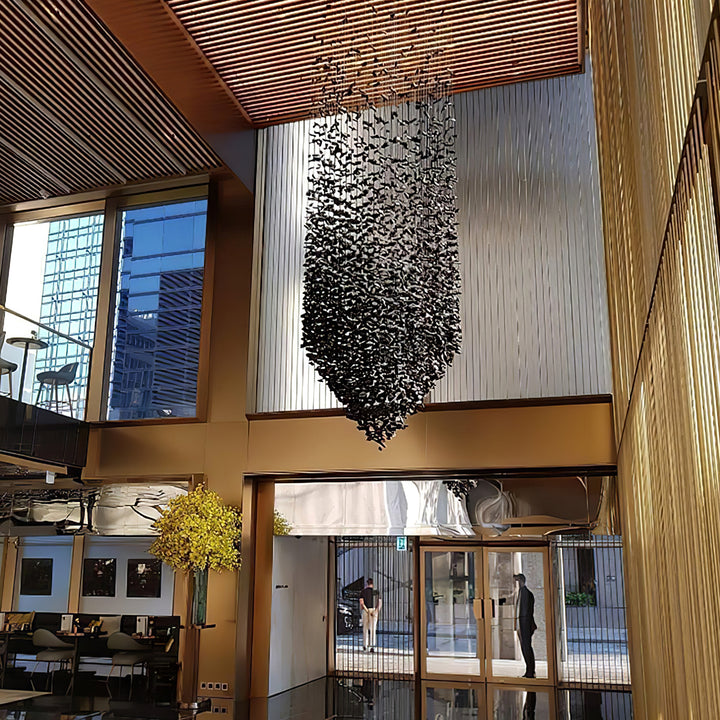 Charcoal Cascade Pixel Chandelier