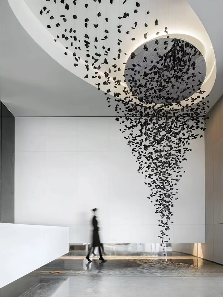 Charcoal Cascade Pixel Chandelier