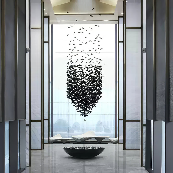 Charcoal Cascade Pixel Chandelier