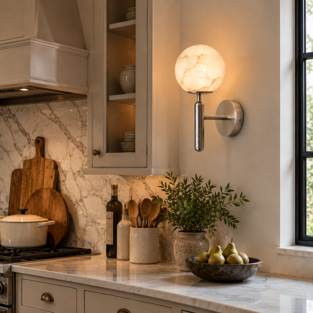 Globe Alabaster Wall Sconce