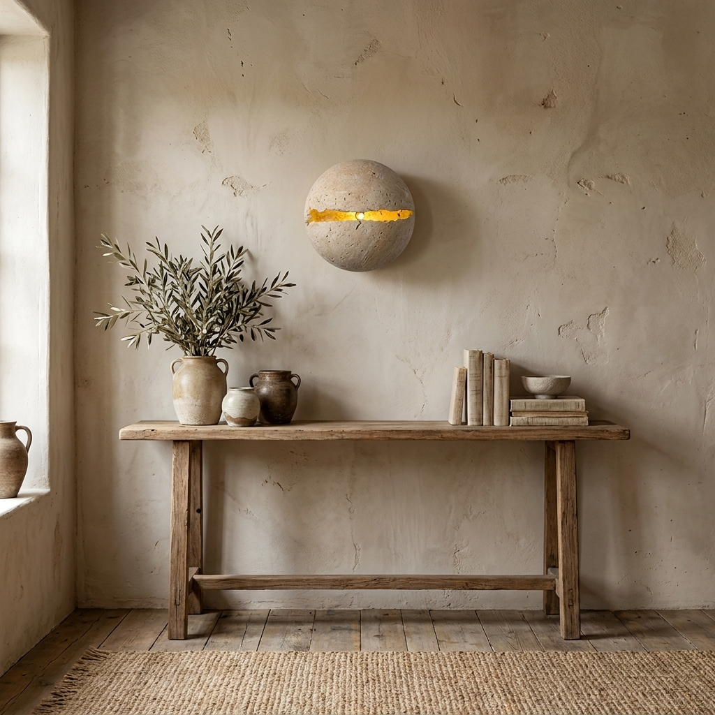 Cleft Travertine Globe Wall Sconce
