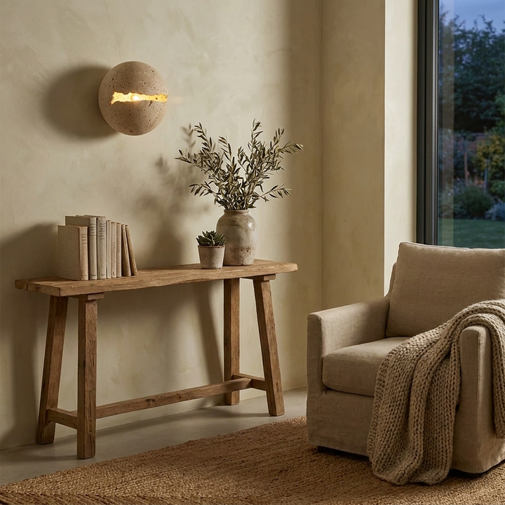 Cleft Travertine Globe Wall Sconce