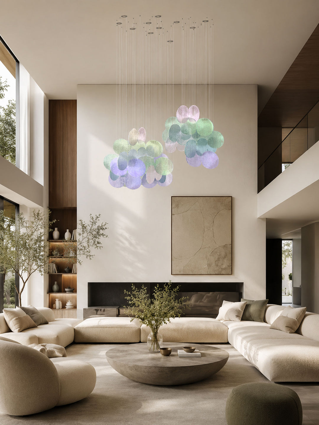 Clouds Iridescent Disc Chandelier - Vakkerlight
