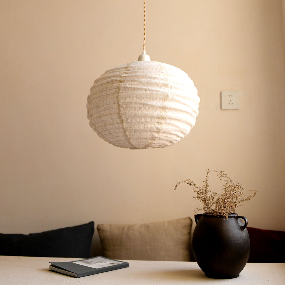 Cocoon Ribbed Sphere Pendant Light