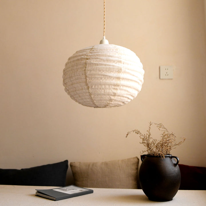 Cocoon Ribbed Sphere Pendant Light