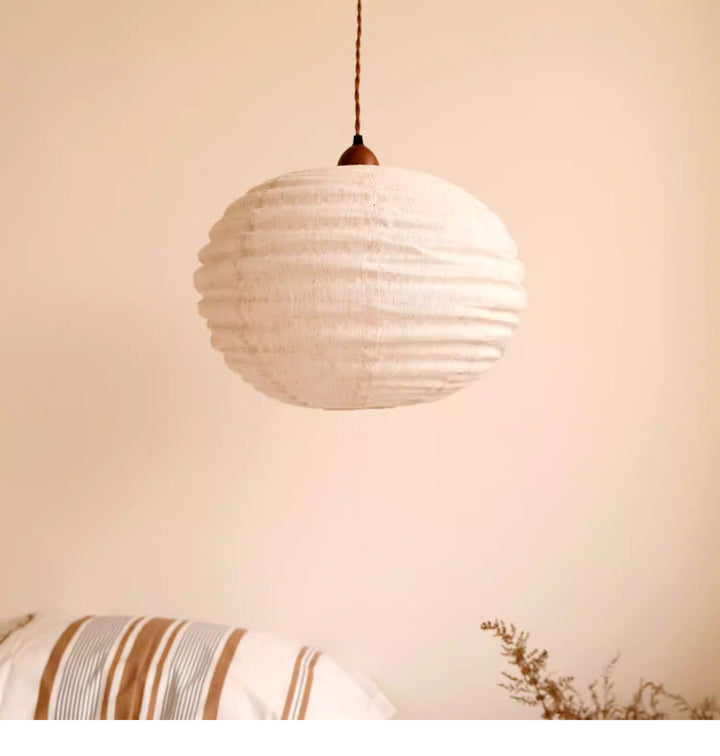 Cocoon Ribbed Sphere Pendant Light