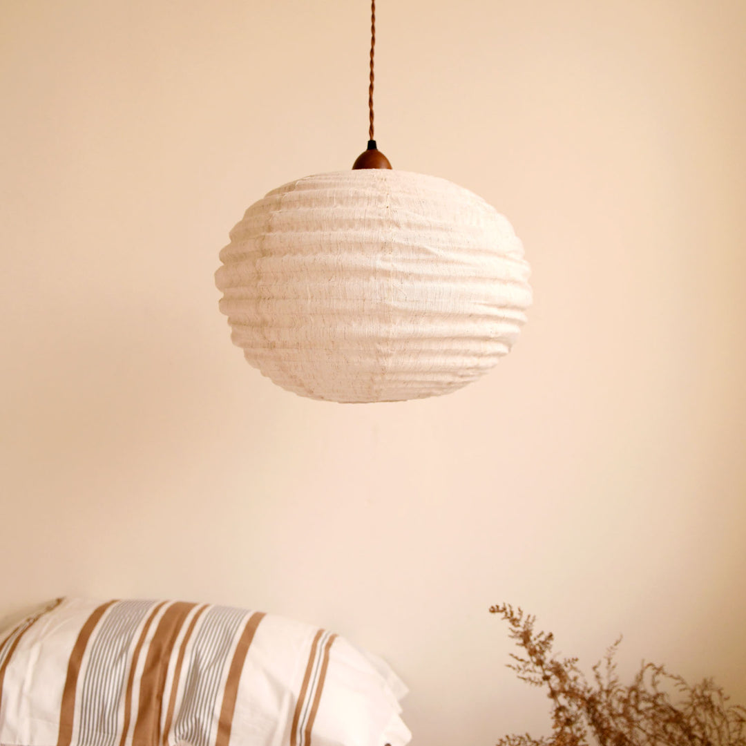 Cocoon Ribbed Sphere Pendant Light