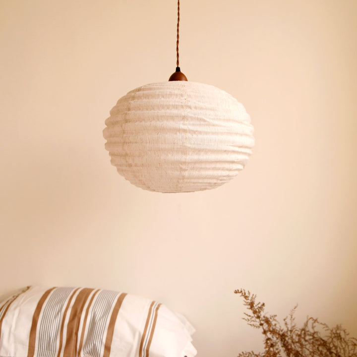 Cocoon Ribbed Sphere Pendant Light
