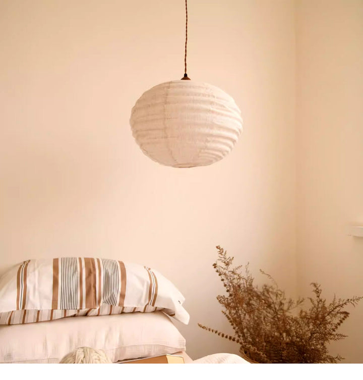 Cocoon Ribbed Sphere Pendant Light