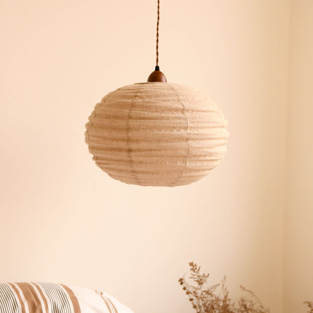 Cocoon Ribbed Sphere Pendant Light