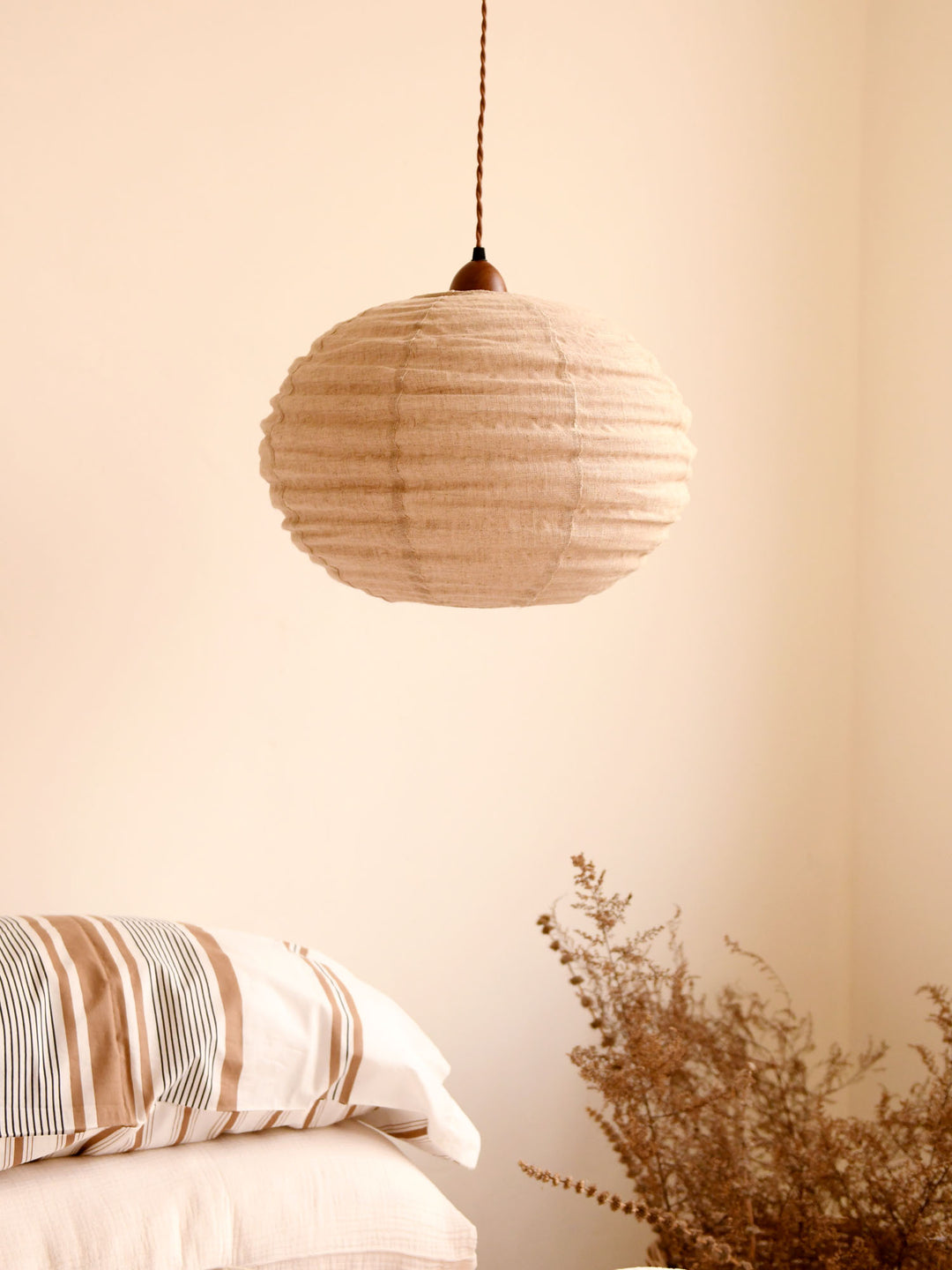 Cocoon Ribbed Sphere Pendant Light