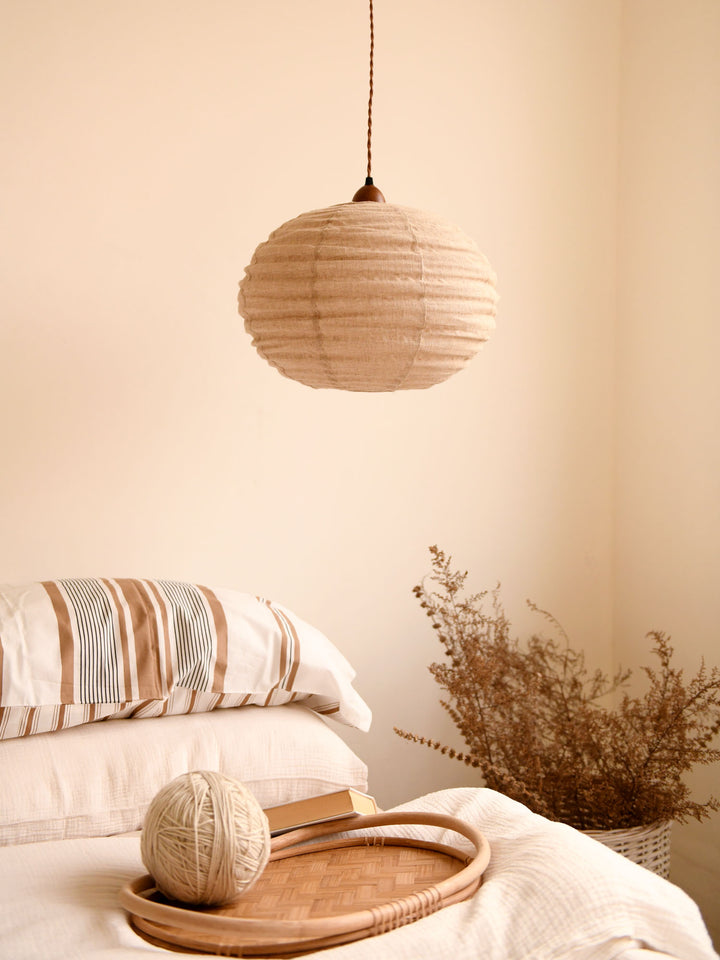 Cocoon Ribbed Sphere Pendant Light
