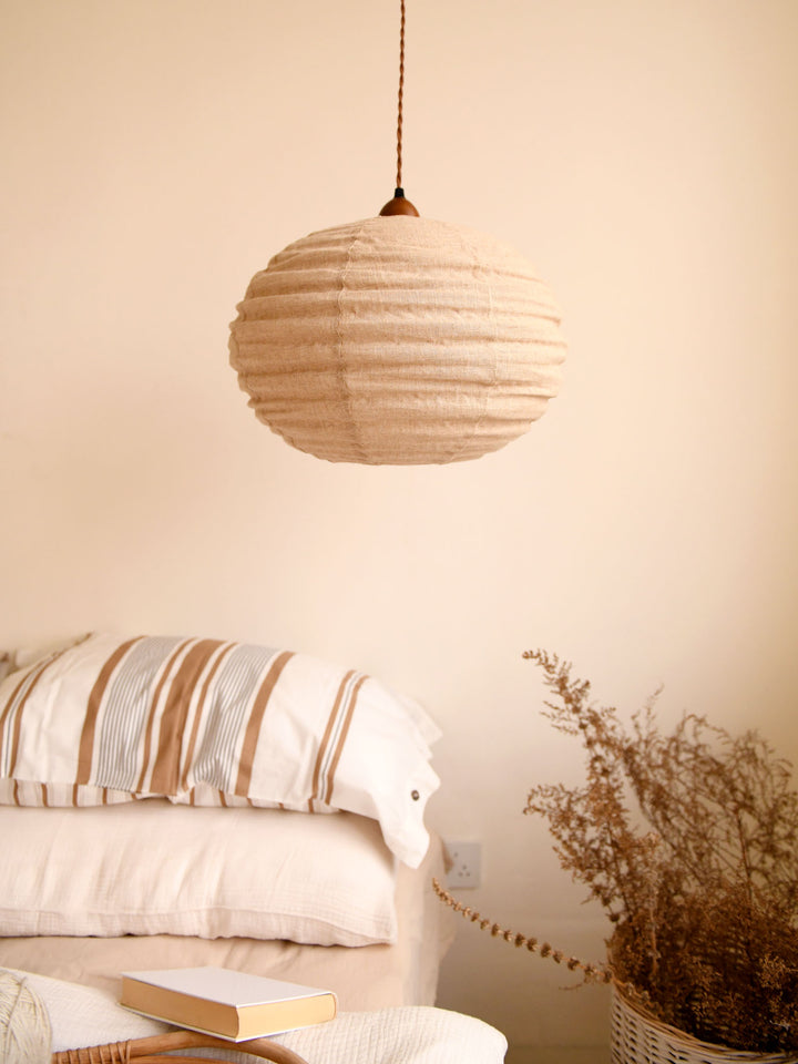 Cocoon Ribbed Sphere Pendant Light