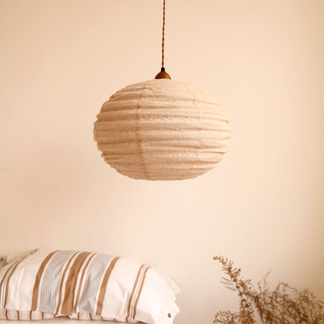 Cocoon Ribbed Sphere Pendant Light