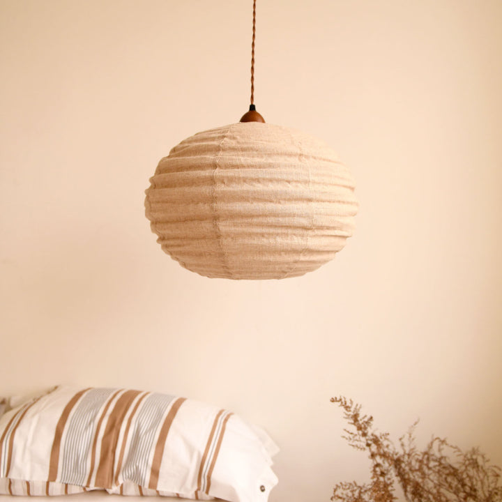 Cocoon Ribbed Sphere Pendant Light