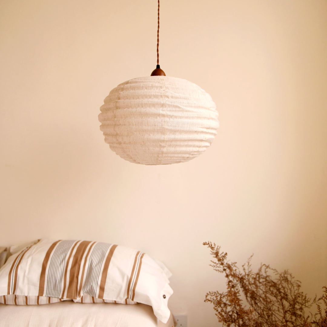 Cocoon Ribbed Sphere Pendant Light