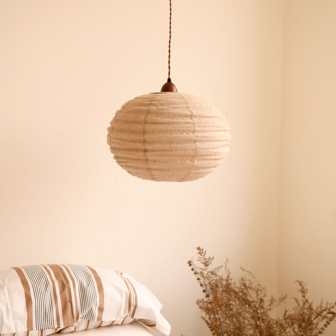 Cocoon Ribbed Sphere Pendant Light