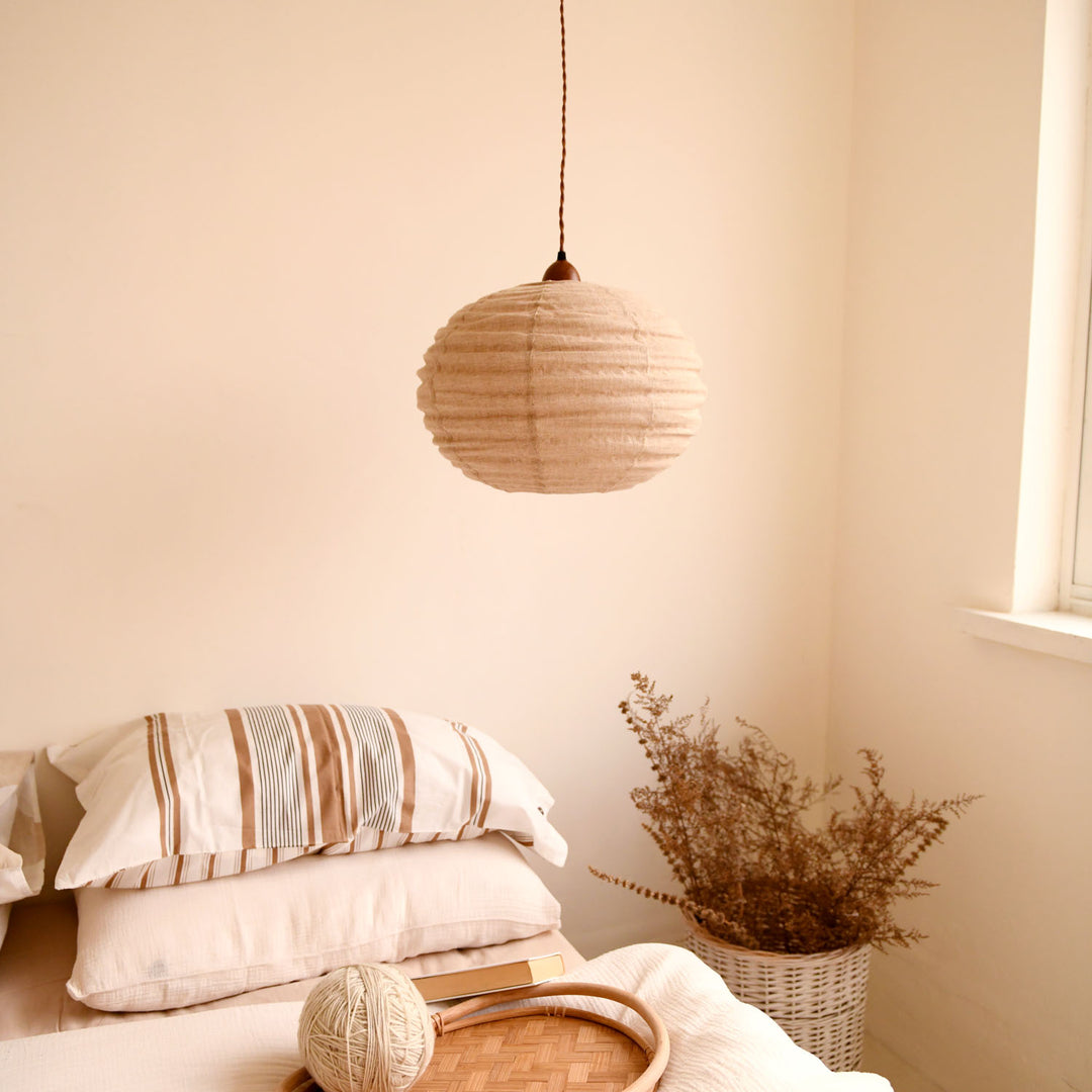 Cocoon Ribbed Sphere Pendant Light