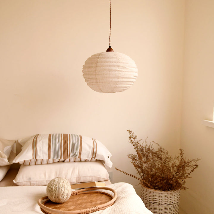 Cocoon Ribbed Sphere Pendant Light