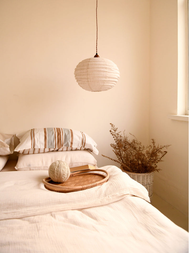 Cocoon Ribbed Sphere Pendant Light