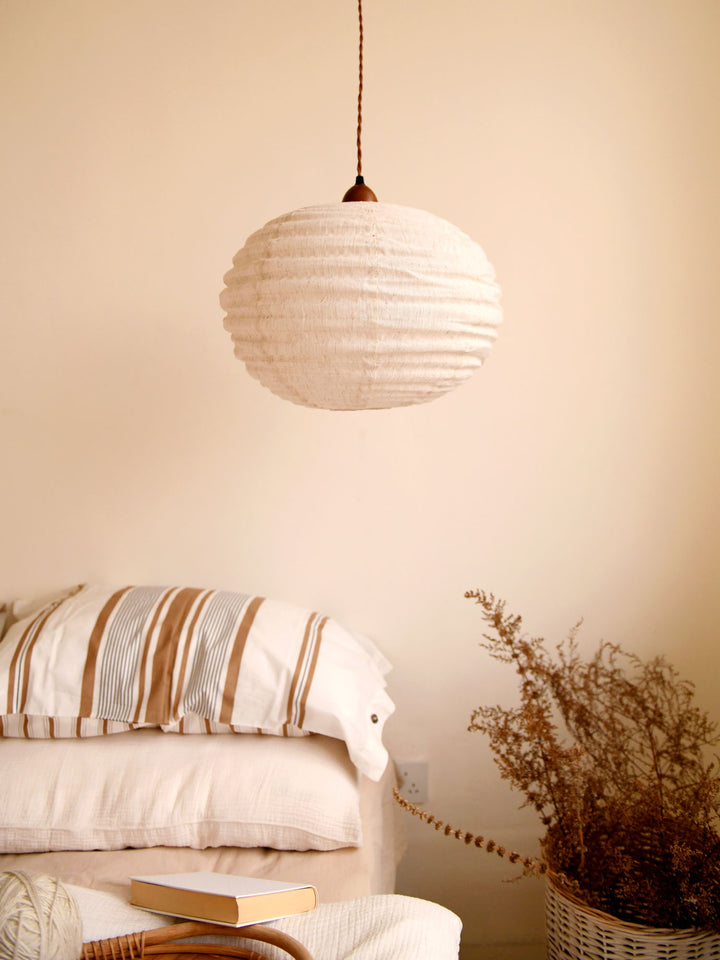 Cocoon Ribbed Sphere Pendant Light