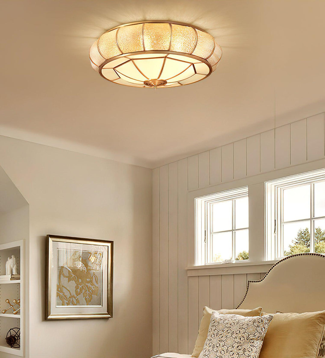 Colonial Glass Drum Ceiling Light - Vakkerlight