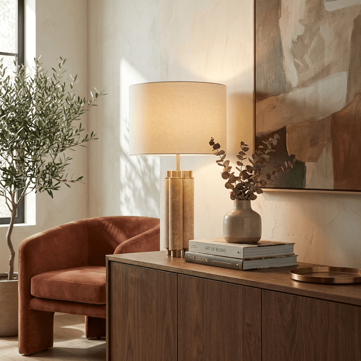 Colonnade Travertine Table Lamp - Vakkerlight