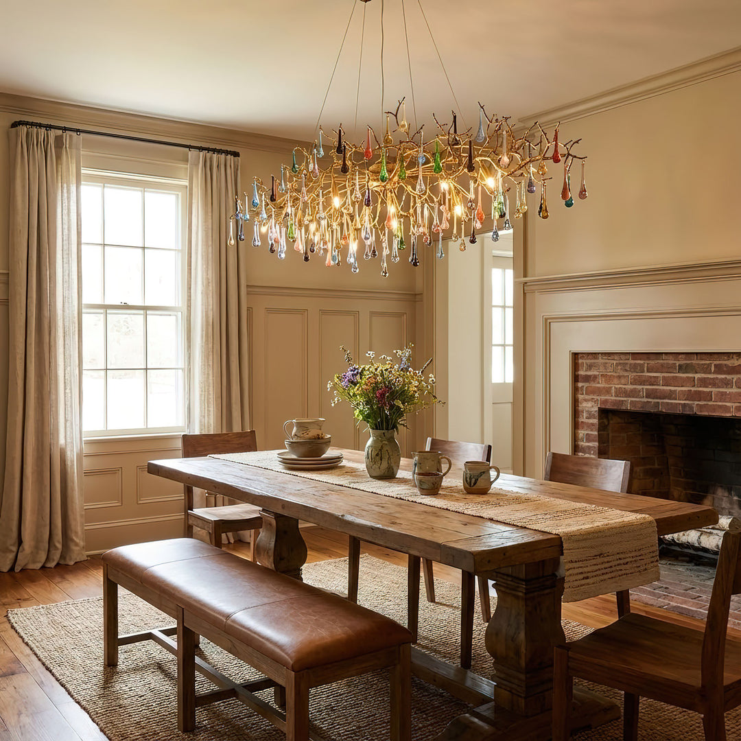 Colorful Raindrop Brass Branch Chandelier - Vakkerlight