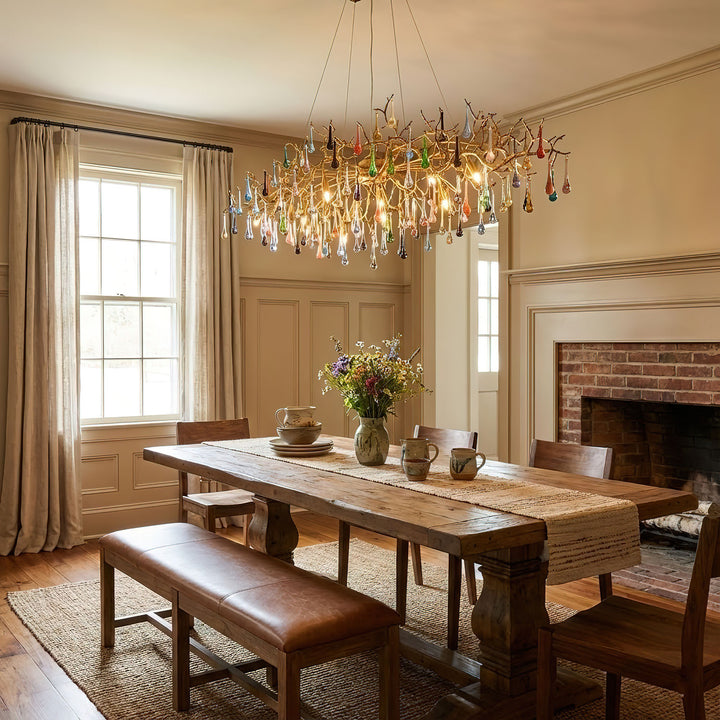 Colorful Raindrop Brass Branch Chandelier - Vakkerlight