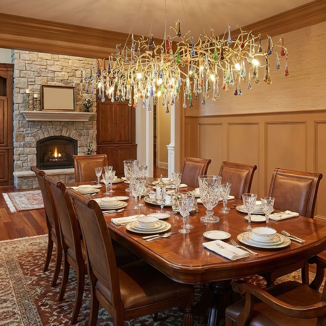 Colorful Raindrop Brass Branch Chandelier - Vakkerlight