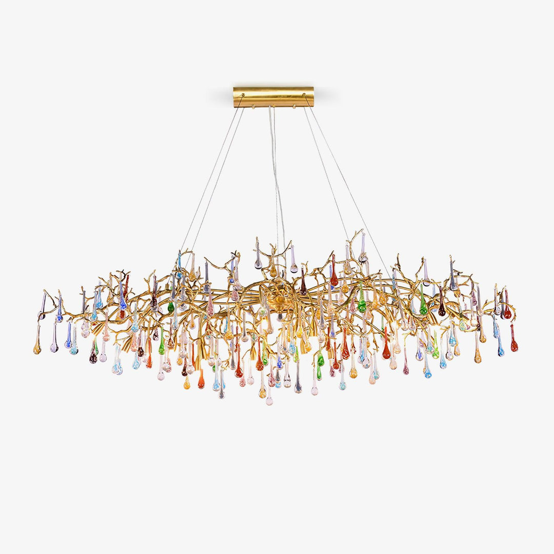 Colorful Raindrop Brass Branch Chandelier - Vakkerlight