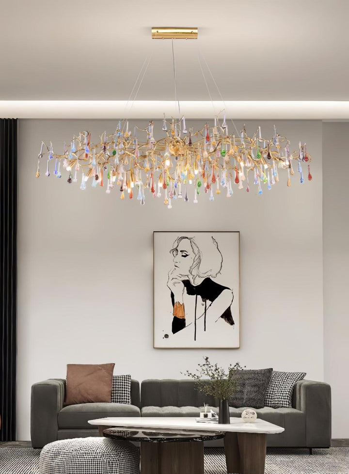 Colorful Raindrop Brass Branch Chandelier - Vakkerlight