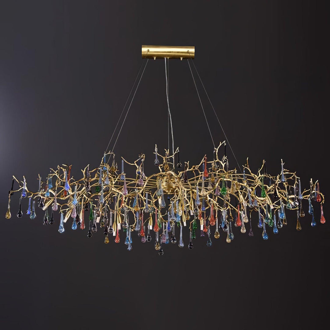 Colorful Raindrop Brass Branch Chandelier - Vakkerlight