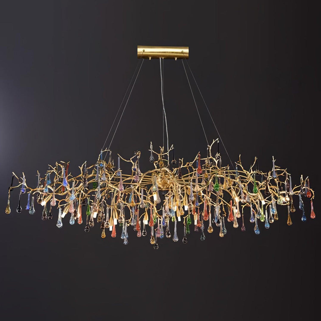 Colorful Raindrop Brass Branch Chandelier - Vakkerlight