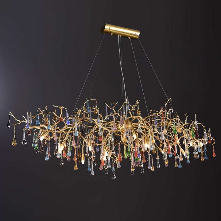 Colorful Raindrop Brass Branch Chandelier - Vakkerlight